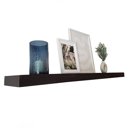 Joel's Antiques - 72 Inch Wooden Floating Shelves for Wall - Made of Natural Wood - Long Heavy Duty Rustic Fireplace Mantel & Book Shelf - Perfect for Living Room - Black 72x6x2 in