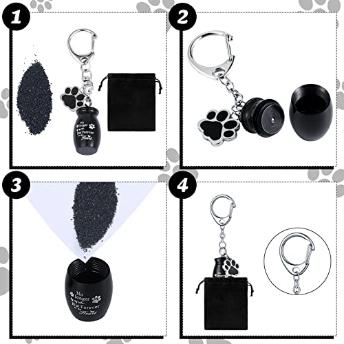 Tudomro 2 Pcs Pet Dog Urns Keychain for Ashes with 2 Storage Bags Small Cat Cremation Keepsake Jewelry Paw Print Memorial Urn(Fresh Style)