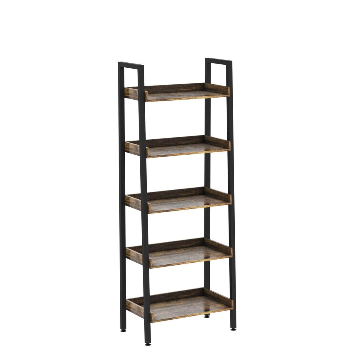 ASTARTH Ladder Shelf-5 Tier Bookshelves w/Open Shelf for Storage, Industrial Bookshelf & Tall Ladder Shelf-Metal Frame for Bedroom, Living Room, Kitchen-67.3'' H, Easy Assembly, Rustic Brown (HD021) ASTARTH