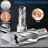 XJX 14 Pcs Annular Cutter Set, 3/4 Inch Weldon Shank 1” Cutting Depth 7/16 to 1-1/16 Inch Cutting Diameter Magnetic Drill Press Bits with 2 Pilot Pin and Hex Wrench XJX