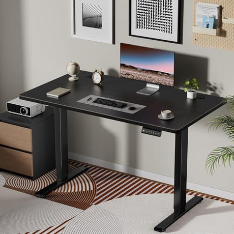 NICECOZY Dual Motor Electric Standing Desk Frame, Height Adjustable Table Legs for Max 44″ x 70.8″ Desktop with 330lbs Capacity, Ergonomic Sit Stand Up Desk Base for Home Office, Black Frame Only NICECOZY