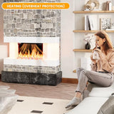 COCO DESIGN 32-Inch Floating Mantel with 18 Inch Wall Mounted Electric Fireplace, All-in-One Fireplace with Colored Crystal Stone, Multi Ambient Light Colors with Remote, 1500W Heater, White COCO DESIGN
