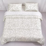 Arianaut Cotton Printed Comforter Set – Soft & Breathable Bedding Quilt Set with Microfiber Fill – Includes 1 Comforter & 2 Pillowcases – Lightweight & All-Season (White Printed, Queen) Arianaut
