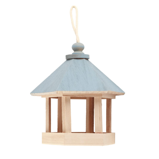 Hexagon Gazebo Bird Feeder,Wood Birds House Feeder Wooden Hanging Wild Bird Feeder for Outside Feeding Birds. - WoodArtSupply