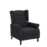 Altrobene Velvet Accent Chair, Push Back Recliner Chair, Wingback Arm Chair for Living Room/Bedroom/Home Theater/Reception Area, Black Altrobene