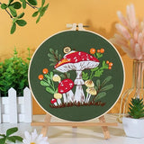 SunorthLife Embrodiery Kit for Beginners, Embrodiery Starter Sets for Adults Including Embrodiery Patterns, Threads, Needles, Hoop (Mushroom)
