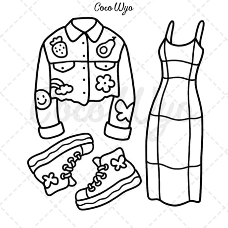 Fashion Vibes: Coloring Book for Adults and Teens, Bold and Easy Designs for Relaxation Featuring Cute Clothing (Bold & Easy Coloring) Coco Wyo LLC