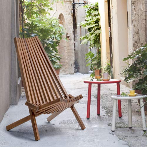 Folding Wood Outdoor Chair,Foldable Low Profile Acacia Wooden Lounge Chair for The Patio, Porch, Lawn, Garden (Natural) AnwickNomo