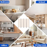 Room Divider 6FT Room Partition with Lockable Wheels, (Thicked Metal Base) Room Dividers, Freestanding Indoor Folding Privacy Screens, Portable Fabric Wall Divider for (Beige, 88"- 4 Panel) JVVMNJLK
