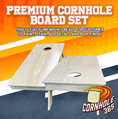 Cornhole365 Premium Unfinished Cornhole Board Set - Plain Regulation Size Cornhole Boards for Outdoor Fun - Durable Cornhole Wood Boards with No Poly Cornhole365