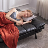 Opoiar Futon Sofa Bed, Lounge Memory Foam Sleeper Couch for Compact Living Spaces, Convertible Foldable Loveseat with Armrests,Black/Faux Leather,71" W Opoiar