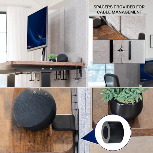 VIVO Clamp-on 59 x 46 inch Desk Privacy Panel, Sound Absorbing Cubicle Dividers, 3 Acoustic Partitions, Above and Below Desktop, Gray, PP-3-C060G VIVO