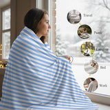Light Blue Stripe Throw Blanket,Soft Cozy Flannel Blankets Modern Minimalist Style Plush Bedding Throws Lightweight Fleece Blanket for Bed Sofa Couch Home Decor 40x50in Quibro Zynth