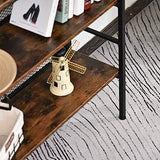 HOMCOM 3-Tier Console Table Industrial Style Storage Metal Wooden Shelf with a Robust Multi-Functional Design & Adjustable Feet, Black HOMCOM