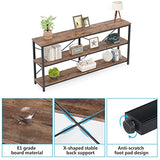 LITTLE TREE 70'' Narrow Long Sofa Console Table with 3-Tier Storage Shelf for Living Room, Rustic Brown LITTLE TREE