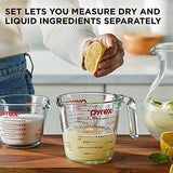 Pyrex 2 Piece Glass Measuring Cup Set, Includes 1-Cup, and 2-Cup Tempered Glass Liquid Measuring Cups, Dishwasher, Freezer, Microwave, and Preheated Oven Safe, Essential Kitchen Tools Pyrex