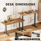Veken 55 Inch Large Electric Standing Desk, Heights Adjustable, Sit to Stand Up, Work Home Office Computer Table for Study, Walking Pad, Writing, and Games, Wooden Desktop Desks, Brown Veken