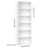 FOTOSOK 6-Tier Open Bookcase and Bookshelf, Freestanding Display Storage Shelves Tall Bookcase for Bedroom, Living Room and Office, White FOTOSOK