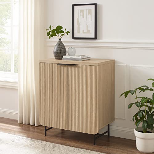 Walker Edison Lowen Contemporary Fluted-Door Accent Cabinet 32 Inch Coastal Oak Walker Edison