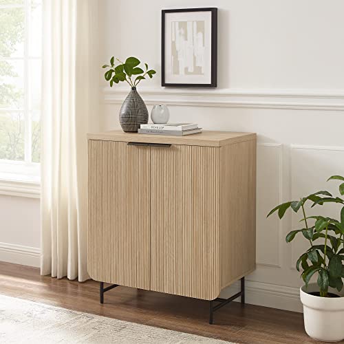 Walker Edison Lowen Contemporary Fluted-Door Accent Cabinet 32 Inch Coastal Oak - WoodArtSupply