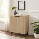 Walker Edison Lowen Contemporary Fluted-Door Accent Cabinet 32 Inch Coastal Oak Walker Edison
