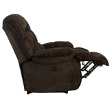 Catnapper Johnson Power Lay Flat Recliner in Brown Polyester Fabric Catnapper