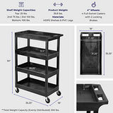 Stand Steady Tubstr 4 Shelf Utility Cart Supports Up to 300 lbs - Heavy-Duty Plastic Service Push Cart with Deep Shelves and 4" Casters, for Offices, Stand Steady