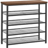Pipishell 5-Tier Shoe Rack for Entryway and Small Spaces with Wooden Top & Metal Frames, Shoe Storage Organizer with Adjustable Storage Shelves, PISRB4 Pipishell