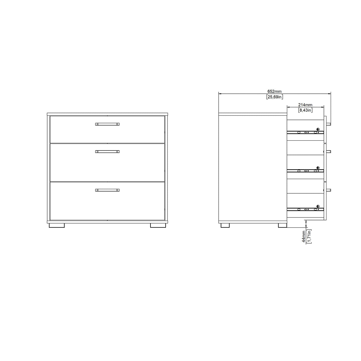 Tvilum Sofia 3-Drawer Bedroom Storage Chest, White, 27.6" W x 26.2" H x 15.67" D Tvilum