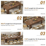 70.8"-110" Extendable Dining Table for 6-12 Person, Wooden Dining Room Table, Modern Extendable Table for Gatherings, Meeting for Small Kitchens, Dining Office Areas(Walnut) Fingertip WD