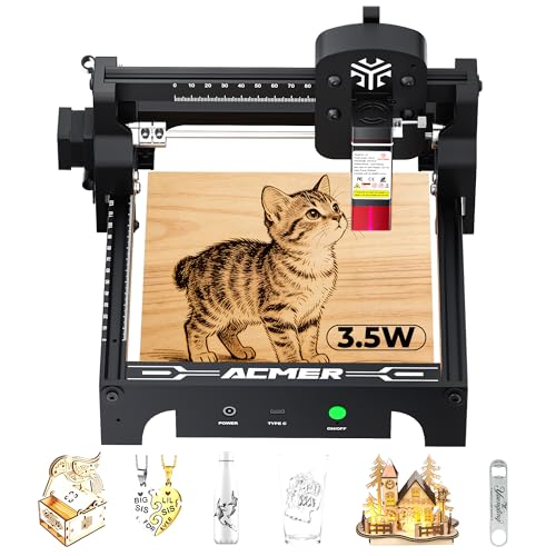 ACMER S1 Laser Engraver 3500mW, Compact Desktop Engraving & Cutting Machine for DIY Crafts, Small Business & Makers, 130×130mm Work Area, 0.04mm Detail Engraving for Wood, Acrylic ACMER
