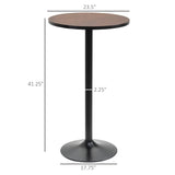 Rustic Industrial 42" Round Bar Table with Weathered Elm Wood Top and Sturdy Metal Base Aosom