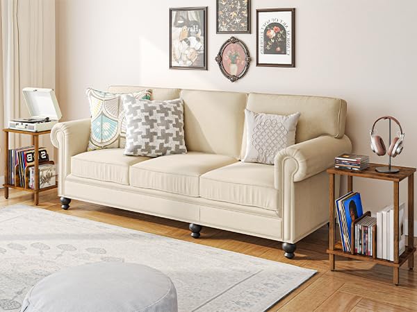 HOOBRO Record Player Stand, 2-Tier End Table, Vinyl Record Turntable Stand with Storage up to 100 Albums, Small Side Table for Living Room, Bedroom, Rustic Brown, FG05RS01 HOOBRO