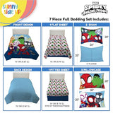 Sunny Side Up Marvel Spidey & His Amazing Friends Full Comforter Set - 7 Piece Kids Bedding Includes Comforter, Sheets & Pillow Cover - Super Soft Superheroes Microfiber Bed Set Sunny Side Up