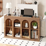 LIKEMET 55" Arched Console Table, Mid Century Modern Entryway Table with 4 Tier Display for Entryway, Living Room, Entrance, Hallway, Foyer and Front Door LIKEMET