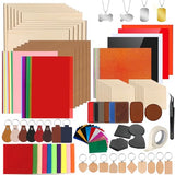 Adrattnay Laser Material Explore Kit, 170PCS Laser Engraving Supplies for Crafting,17 Kinds Blanks Includes Basswood, Birch, Acrylic, Leather, Metal for Engraver Machine Adrattnay