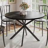 ChooChoo 47.2 Inch Round Dining Table for 4, Farmhouse Wood Kitchen Table, Circle Dinner Table for Kitchen & Dining Room, Black ChooChoo
