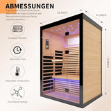 RIGO 2 Person Infrared Sauna for Home - Canadian Hemlock Luxury Spa with Exclusive Star Sky Roof & Oxygen Bar, 7 Low EMF Graphene Heaters, Bluetooth RIGO