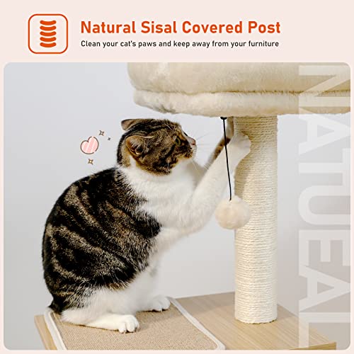PEQULTI Cat Tree Modern Cat Tower for Indoor Cats,Multilevel Cat Play House with Large Condo, Spacious Hammock, Cozy Top Perch,Scratching Post and Dangling Balls