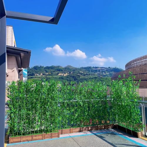 Artificial Bamboo Tree Privacy Fence, Faux Bamboo Plant Partition Screen With Wooden Base, For Greenery Wall Backdrop, Landscaping, Room Dividers, Indoor Outdoor Decor(1m/3.2ft,120cm/47.2in-22 pole) GZHERVICES