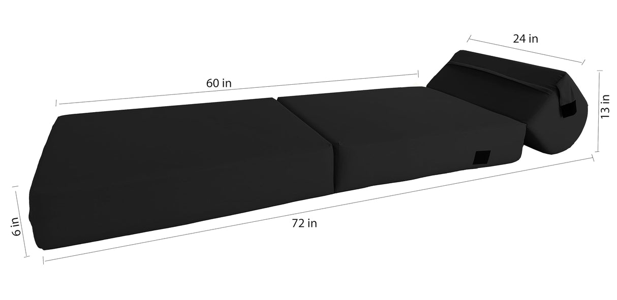 D&D Futon Furniture Sleeper Chair Folding Bed, Studio Sofa Guest Folded Mattress, High Density Foam (70 x 24 x 6, Black) D&D Futon Furniture