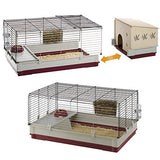 Ferplast Krolik Extra-Large Rabbit Cage w/ Wood Hutch Extension Rabbit Cage Includes All Accessories and Measures 55.9L x 23.62W x 19.68H and Includes ALL Accessories Ferplast
