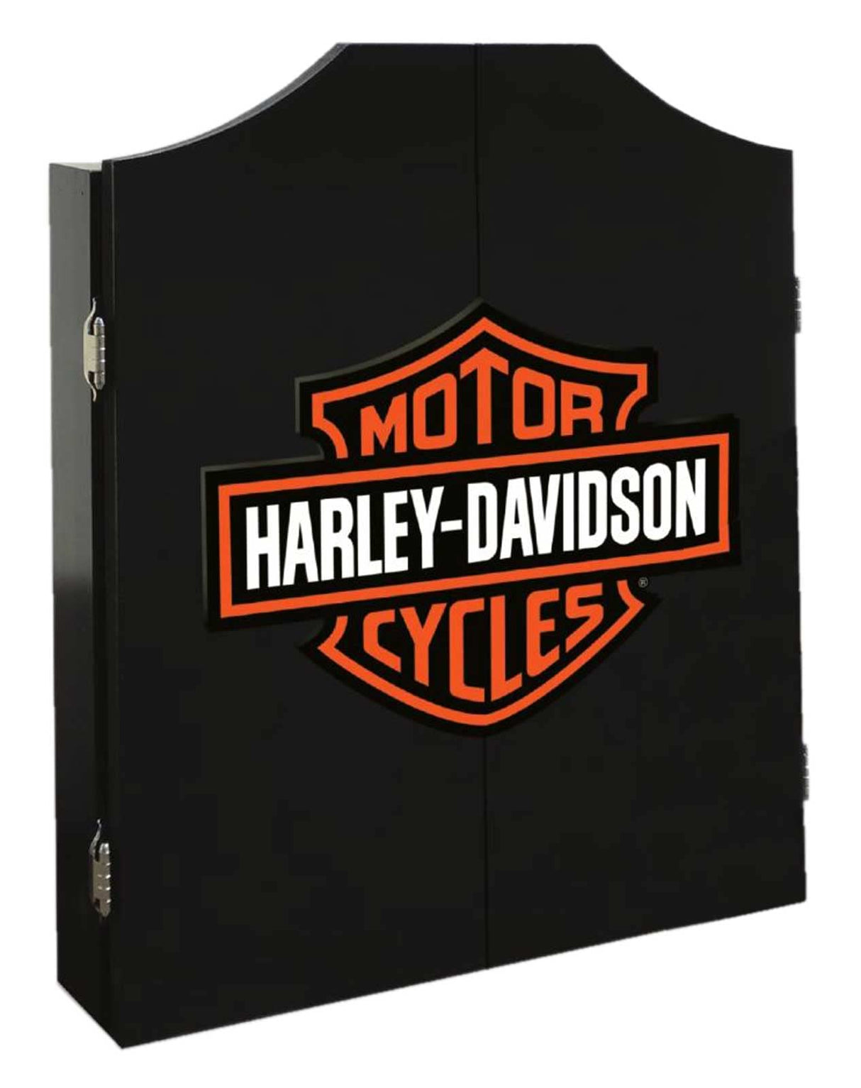 Harley-Davidson Classic Bar & Shield Dart Board Cabinet – Black Wooden Cabinet Harley-Davidson