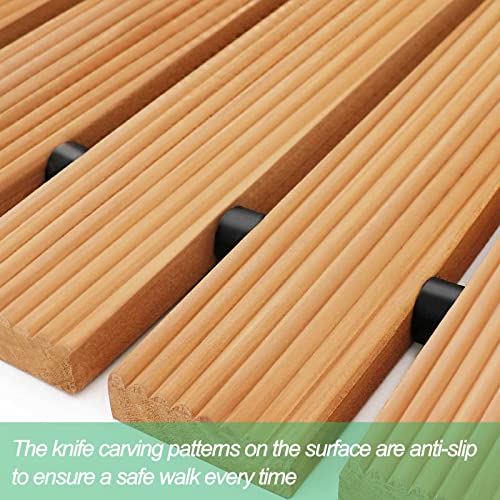 TONAHUTU 8FT Wooden Garden Pathway，Roll Out Wooden Pathway Weather-Resistant Walkway for Outdoor Patios 17" W Roll Out Hardwood Walkway with Non-Slip TONAHUTU