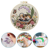 Needlework Embroidery Kit for Beginners,Dog and Record Player Pattern Handmade Cross Stitch Sewing Craft Kit,7.87 inch Hoop,Floss & Needles for Craft Lover Gifts 29 * 29cm