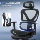 MALOL Ergonomic Office Chair with Footrest, Mesh Home Office Computer Chair with Adjustable Headrest and 3D Arms, Backrest Height, Tilt Lock and Lumbar Support, 300LBS MALOL