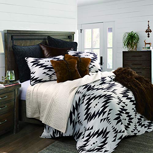 HiEnd Accents Amelia Western Bedding 3 Piece King Size Comforter Set, Black and Off-White Southwestern Aztec Geometric Pattern, Rustic Jacquard Comforter Set with Pillow Shams
