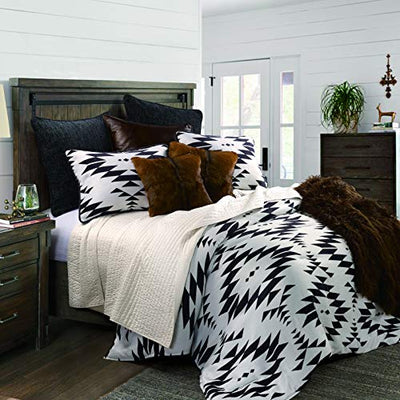 HiEnd Accents Amelia Western Bedding 3 Piece King Size Comforter Set, Black and Off-White Southwestern Aztec Geometric Pattern, Rustic Jacquard Comforter Set with Pillow Shams