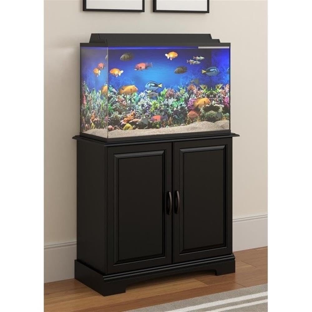 Ollie & Hutch Harbor 29 - 37 Gallon Aquarium Stand in Black | Modern Fish Tank Stand with Storage Shelves | Fits up to 37 Gallon Tanks | Flipper Collection | Ideal for Fresh or Saltwater Aquariums Ollie & Hutch