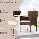 FDW Patio Furniture Set 4 Pieces Outdoor Rattan Chair Wicker Sofa Garden Conversation Bistro Sets for Yard (Brown) FDW